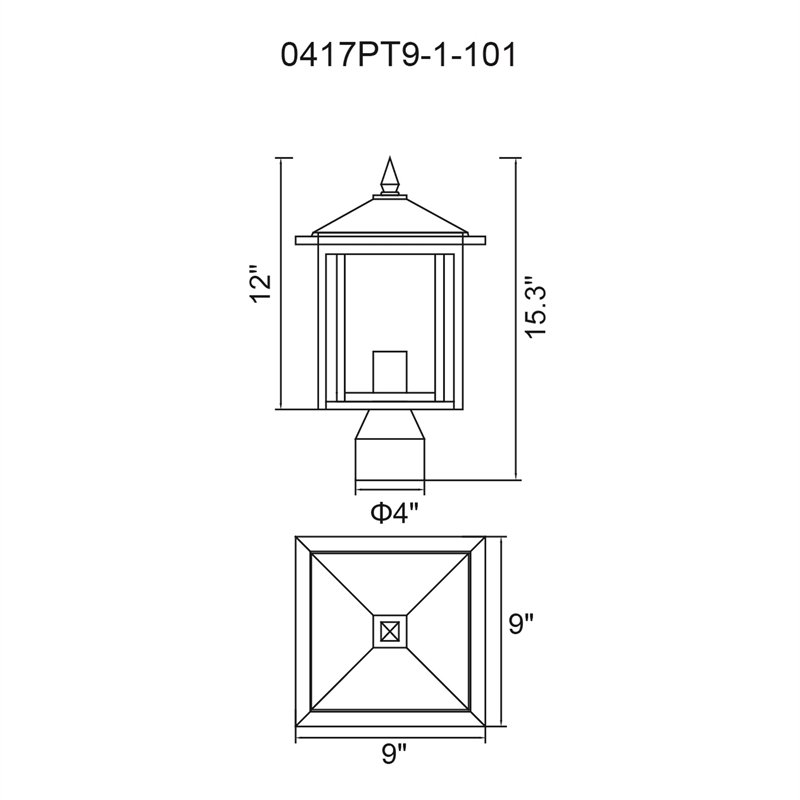 CWI Lighting Crawford 1 Light Farmhouse Metal Outdoor Lantern Head in Black