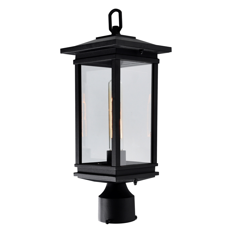 CWI Lighting Oakwood 1 Light Glass Outdoor Lantern Head in Black