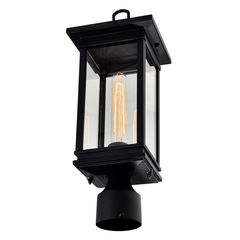 CWI Lighting Oakwood 1 Light Glass Outdoor Lantern Head in Black