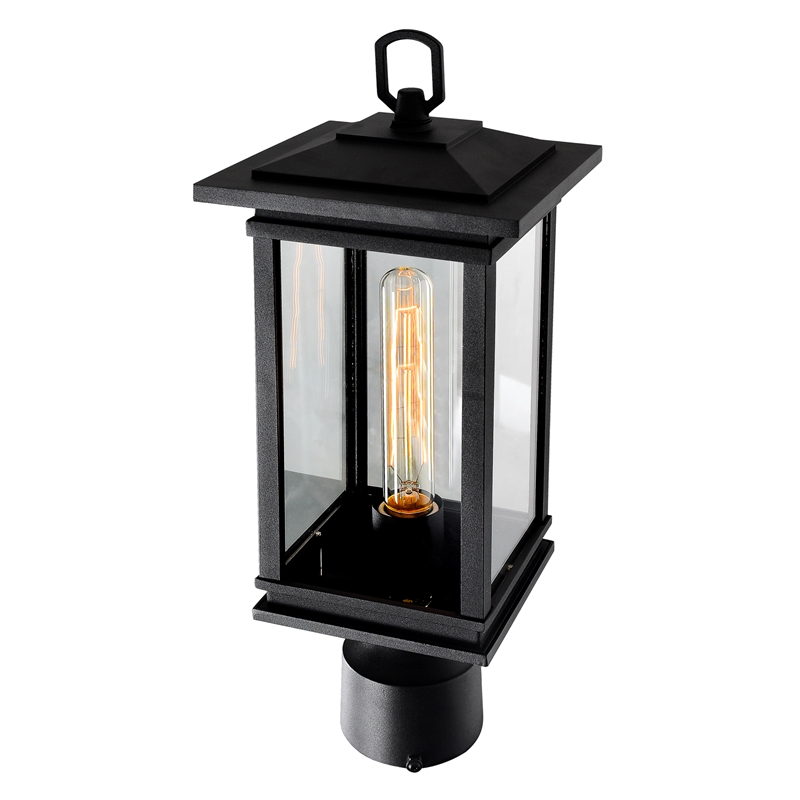CWI Lighting Oakwood 1 Light Glass Outdoor Lantern Head in Black
