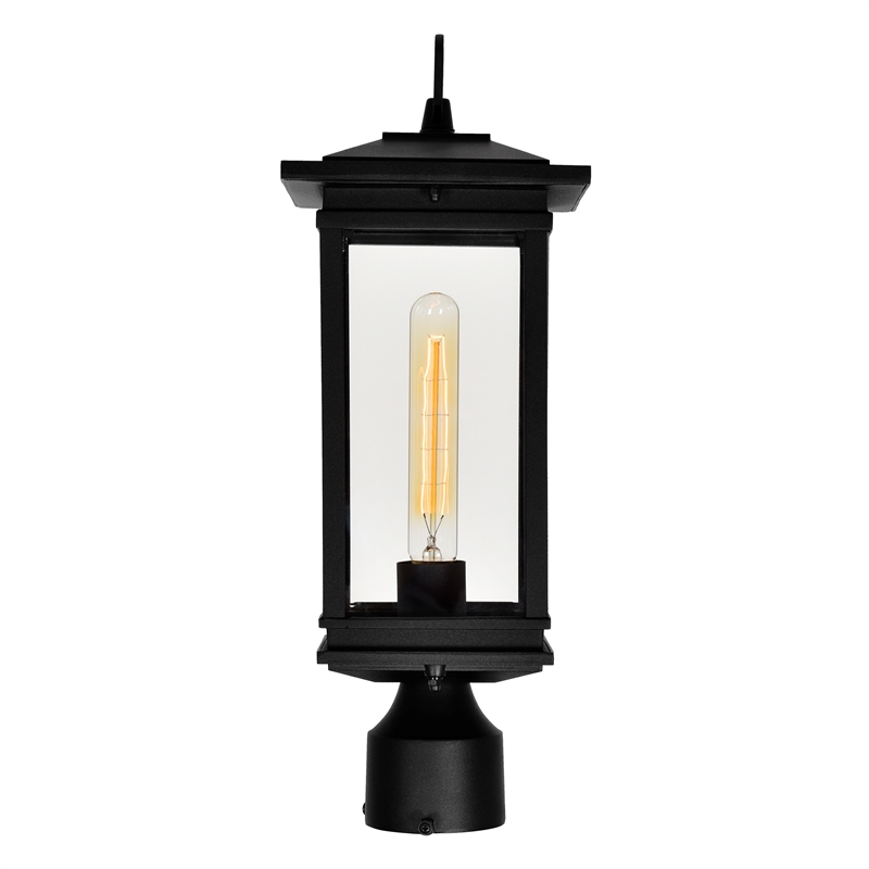 CWI Lighting Oakwood 1 Light Glass Outdoor Lantern Head in Black