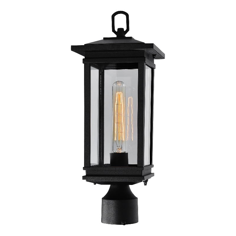 CWI Lighting Oakwood 1 Light Glass Outdoor Lantern Head in Black