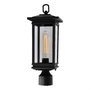 CWI Lighting Oakwood 1 Light Glass Outdoor Lantern Head in Black