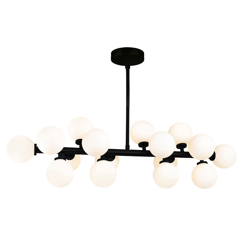 CWI Lighting Arya 16 Light Frosted Glass Chandelier in Black