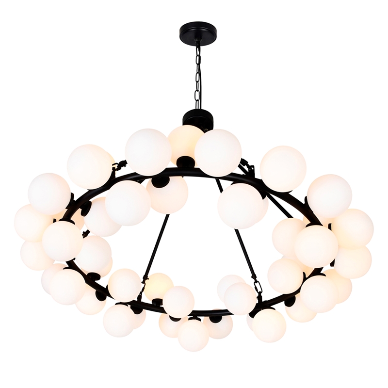 CWI Lighting Arya 45 Light Frosted Glass Chandelier in Black