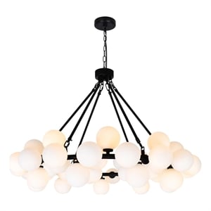 CWI Lighting Arya 45 Light Frosted Glass Chandelier in Black