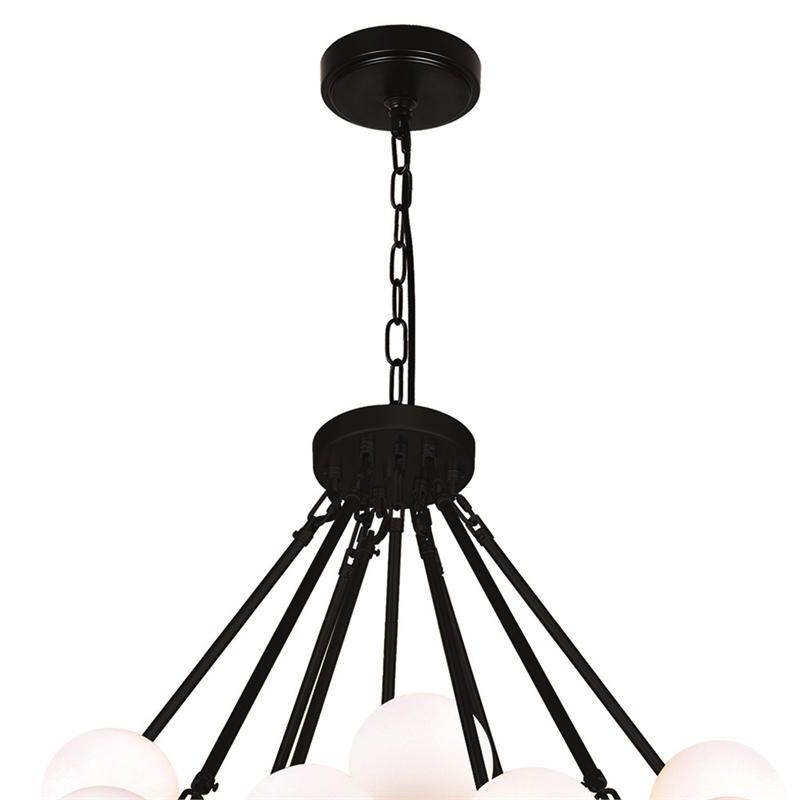 CWI Lighting Arya 70 Light Frosted Glass Chandelier in Black/White