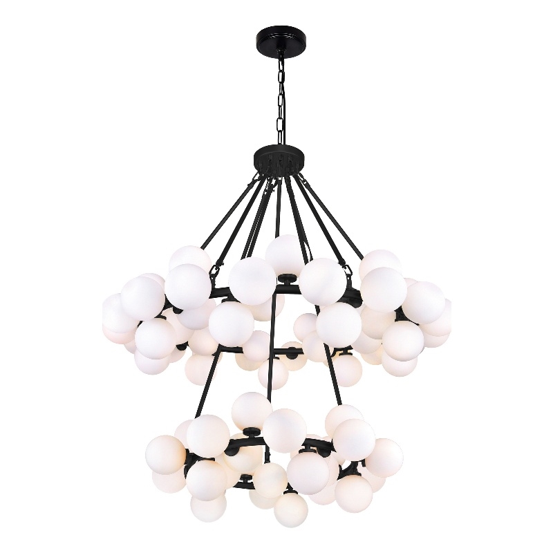 CWI Lighting Arya 70 Light Frosted Glass Chandelier in Black/White