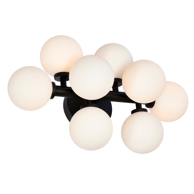 CWI Lighting Arya 8 Light Frosted Glass Wall Sconce in Black/White