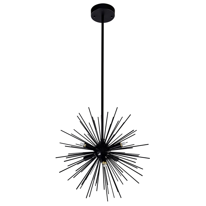 CWI Lighting Savannah 6 Light Starburst Glass Chandelier in Black