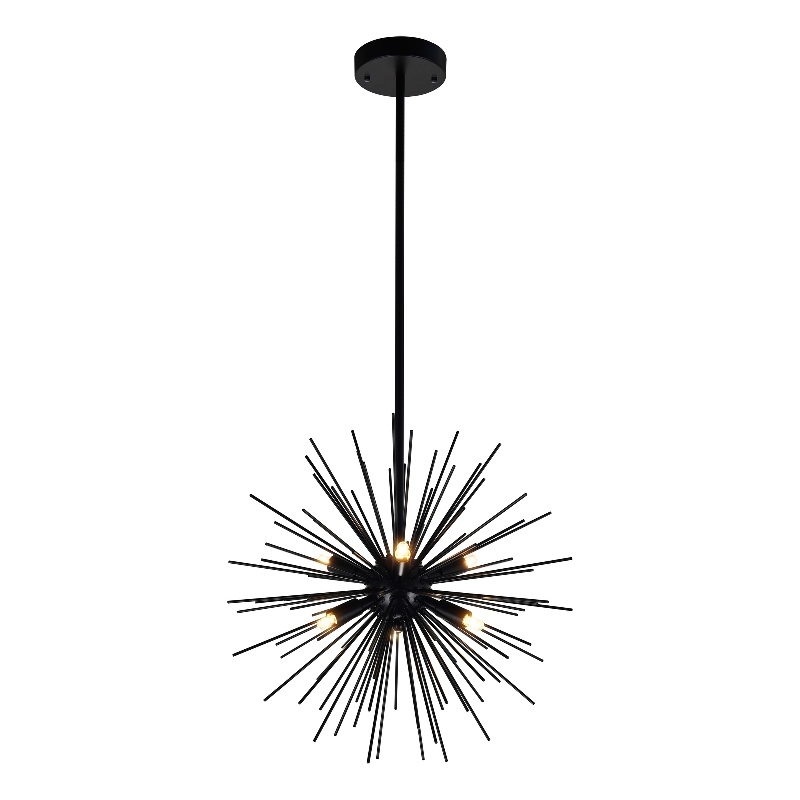 CWI Lighting Savannah 6 Light Starburst Glass Chandelier in Black