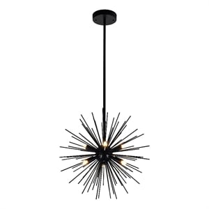 CWI Lighting Savannah 6 Light Starburst Glass Chandelier in Black