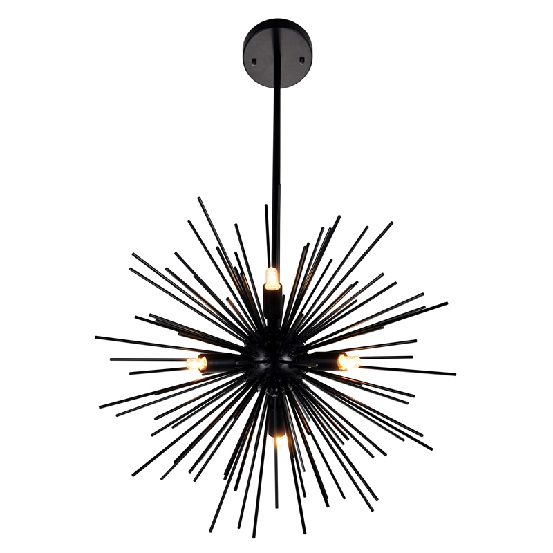 CWI Lighting Savannah 9 Light Metal Modern Chandelier in Black