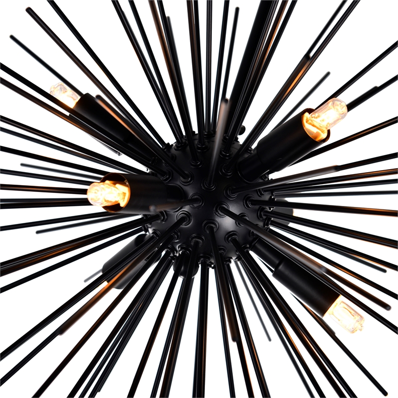 CWI Lighting Savannah 9 Light Metal Modern Chandelier in Black