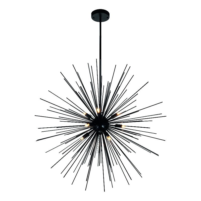 CWI Lighting Savannah 9 Light Metal Modern Chandelier in Black