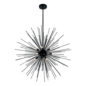 CWI Lighting Savannah 9 Light Metal Modern Chandelier in Black