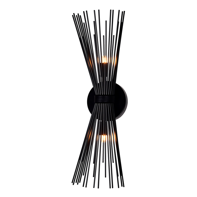 CWI Lighting Savannah 2 Light Metal Indoor Wall Sconce in Black