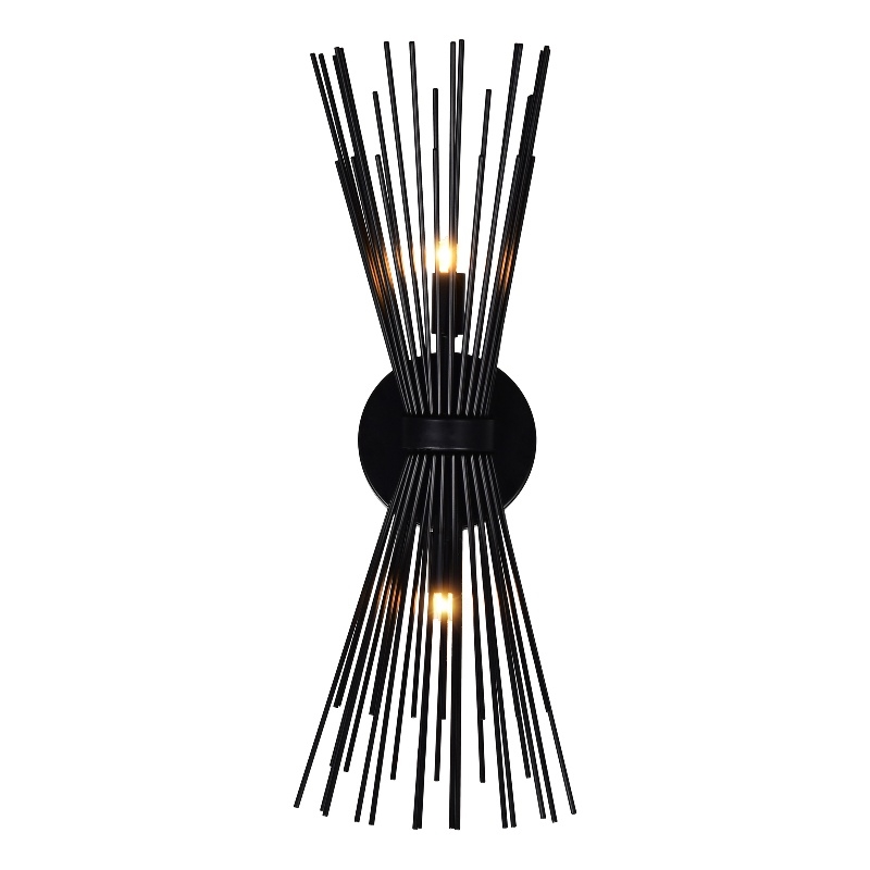 CWI Lighting Savannah 2 Light Metal Indoor Wall Sconce in Black