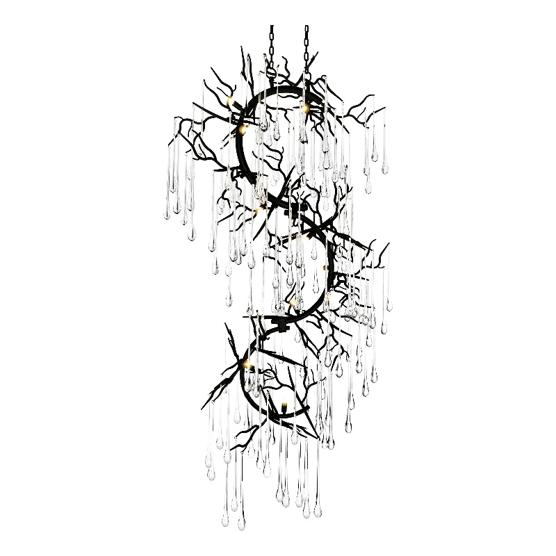 CWI Lighting Anita 12 Light Transitional Glass Chandelier in Black
