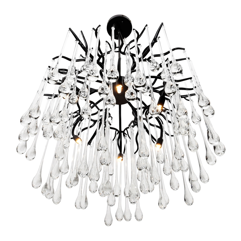 CWI Lighting Anita 6 Light Transitional Glass Chandelier in Black