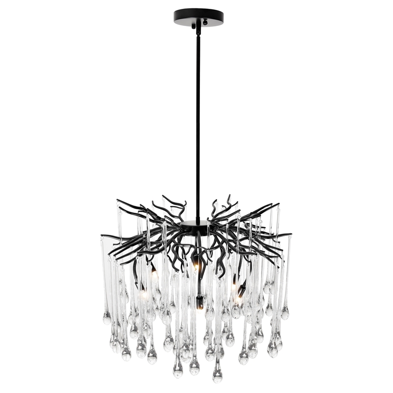 CWI Lighting Anita 6 Light Transitional Glass Chandelier in Black