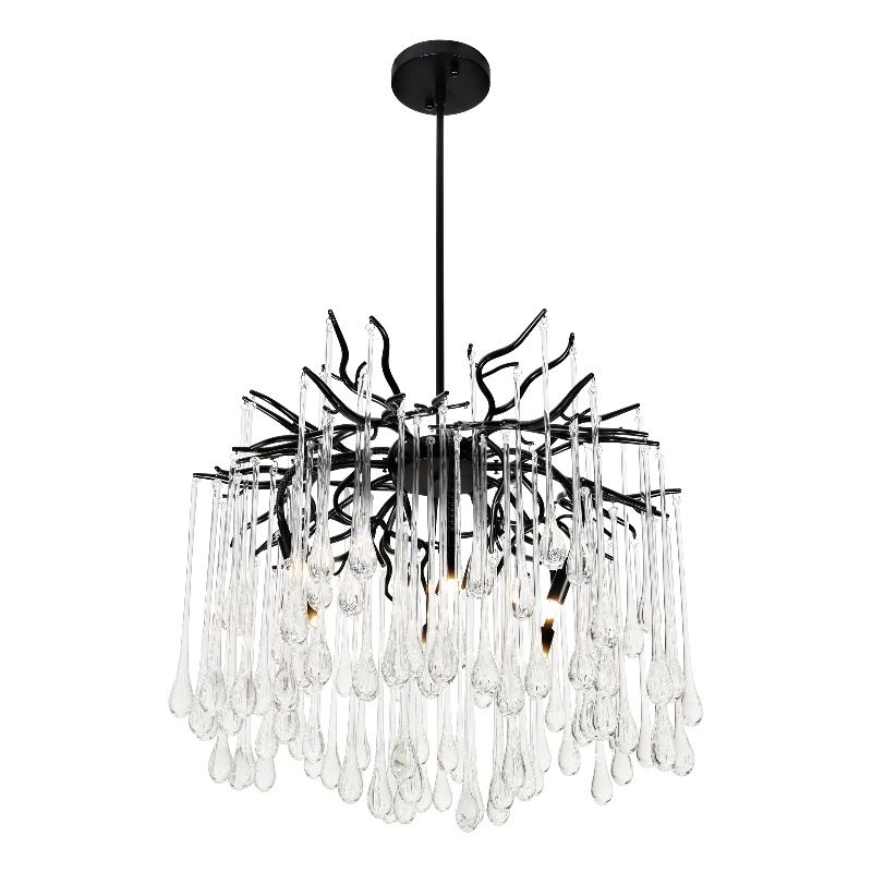 CWI Lighting Anita 6 Light Transitional Glass Chandelier in Black