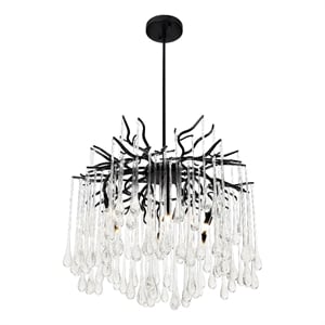 CWI Lighting Anita 6 Light Transitional Glass Chandelier in Black