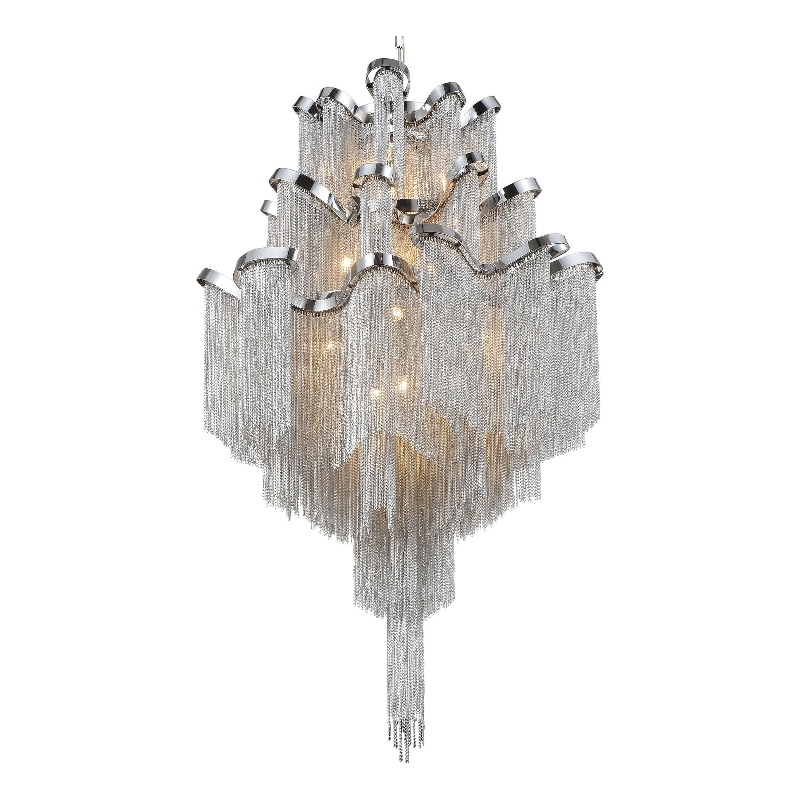 CWI Lighting Daisy 17 Light Transitional Metal Down Chandelier in Chrome