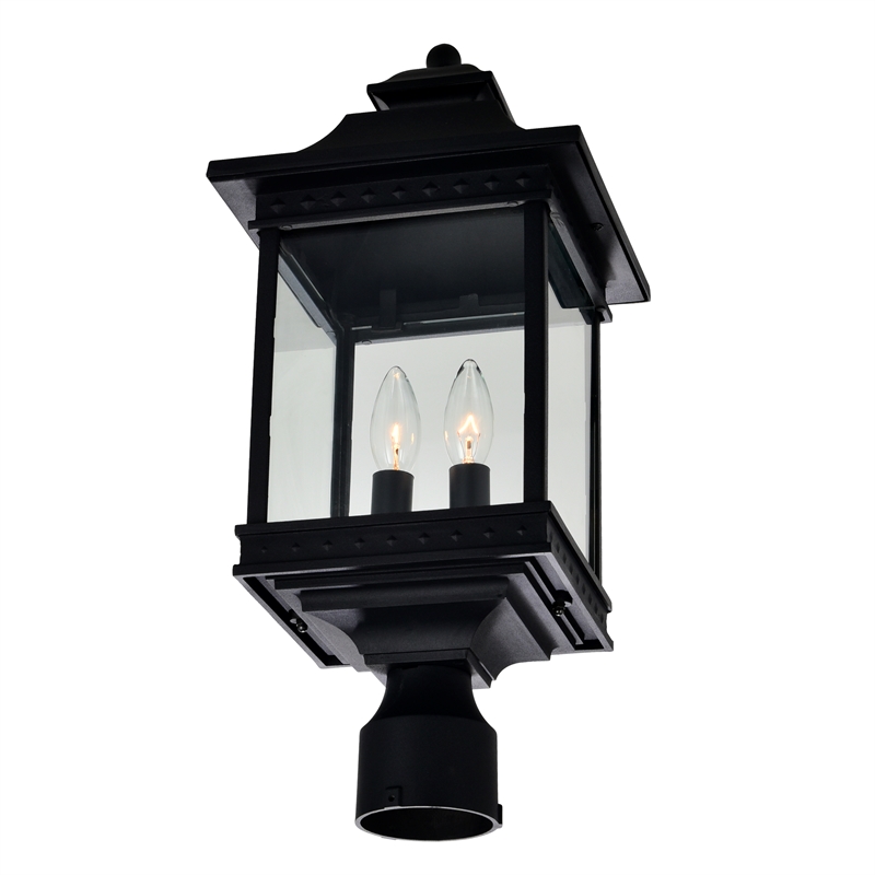 CWI Lighting Cleveland 2 Light Metal Outdoor Lantern Head in Black