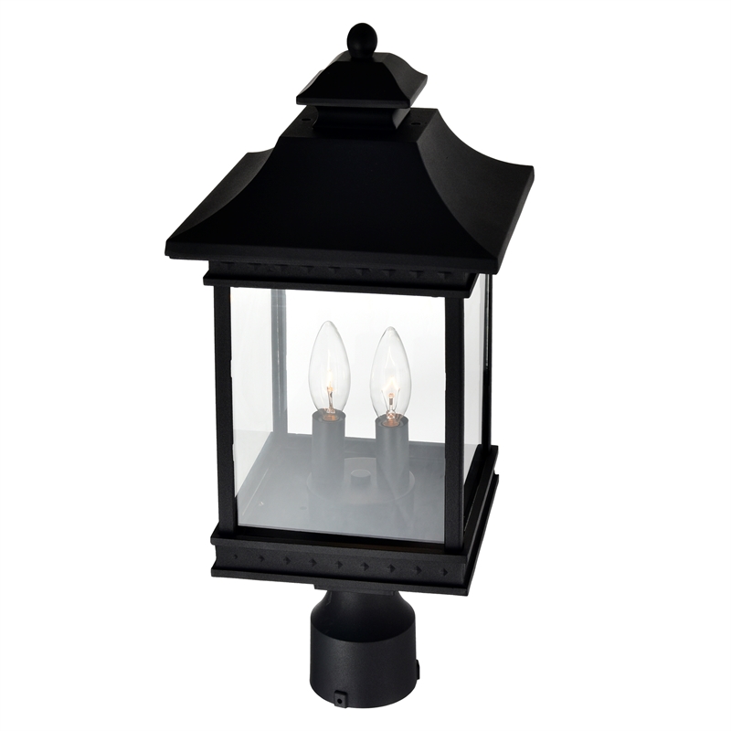 CWI Lighting Cleveland 2 Light Metal Outdoor Lantern Head in Black