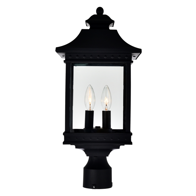 CWI Lighting Cleveland 2 Light Metal Outdoor Lantern Head in Black