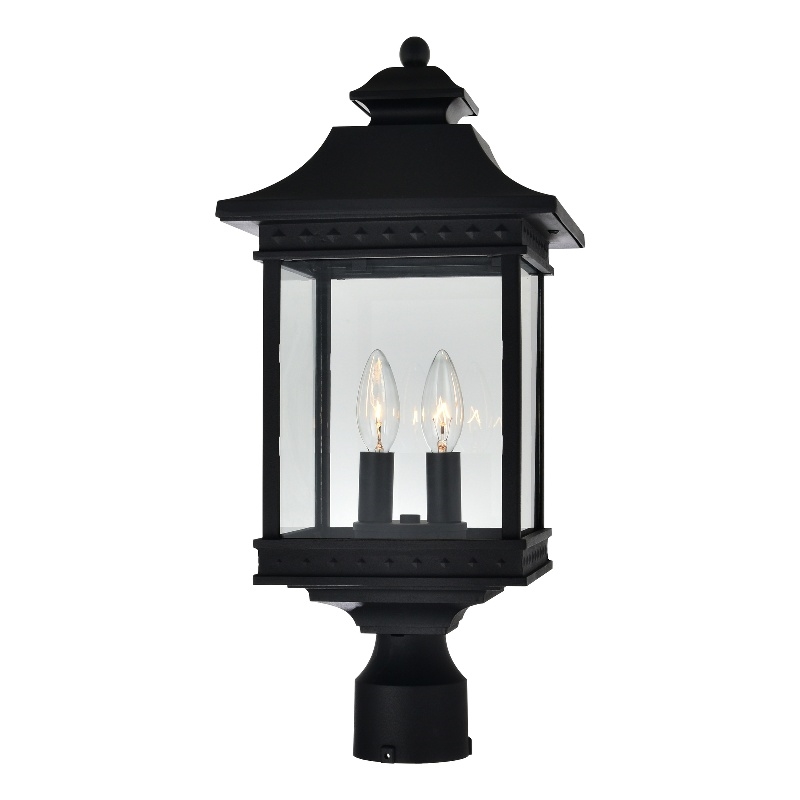 CWI Lighting Cleveland 2 Light Metal Outdoor Lantern Head in Black