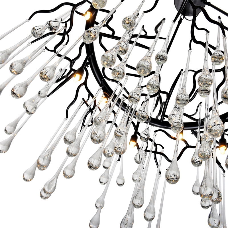 CWI Lighting Anita 12 Light Transitional Glass Chandelier in Black