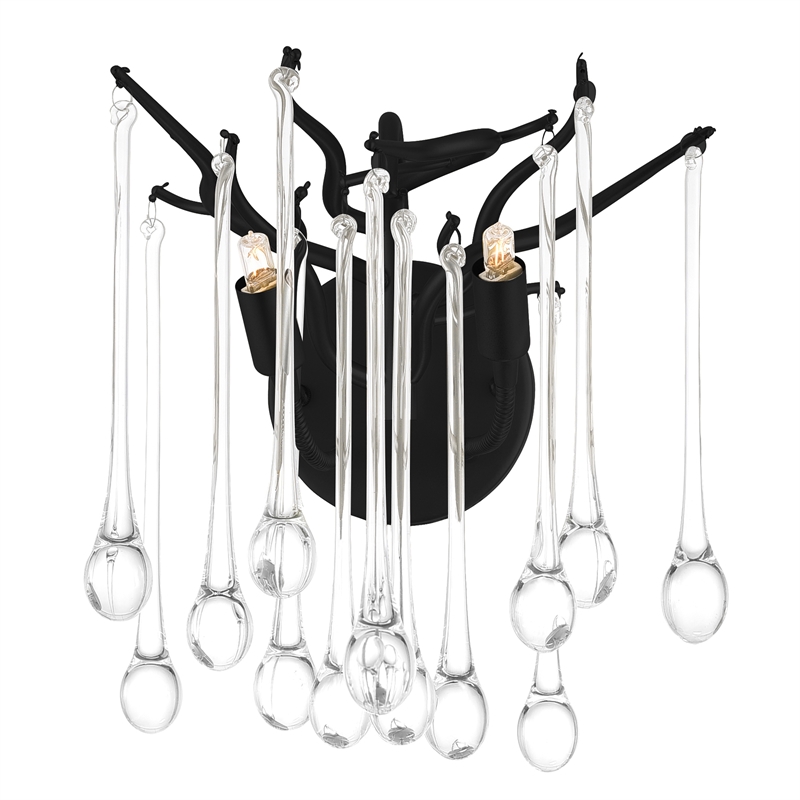 CWI Lighting Anita 2 Light Glass Indoor Wall Sconce in Black
