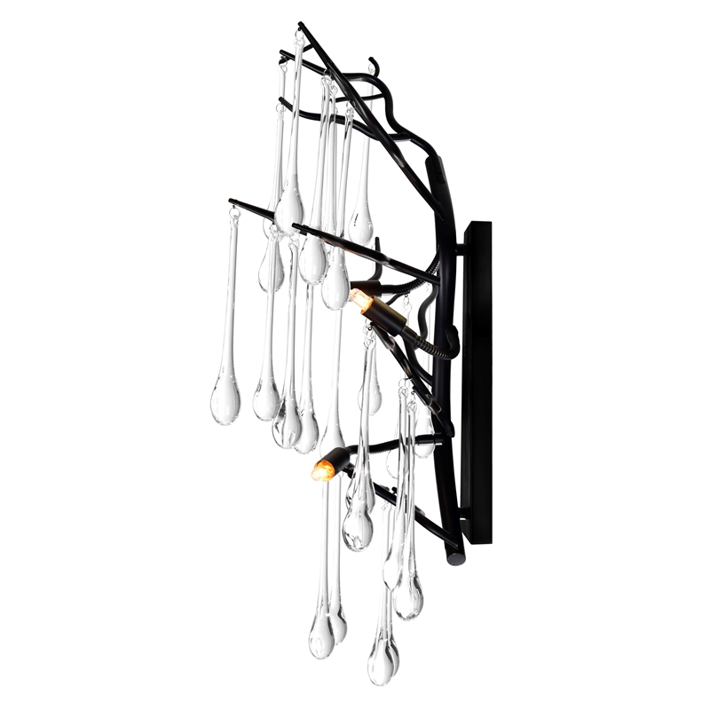 CWI Lighting Anita 3 Light Glass Indoor Wall Sconce in Black