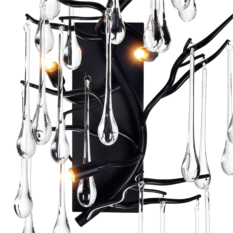 CWI Lighting Anita 3 Light Glass Indoor Wall Sconce in Black
