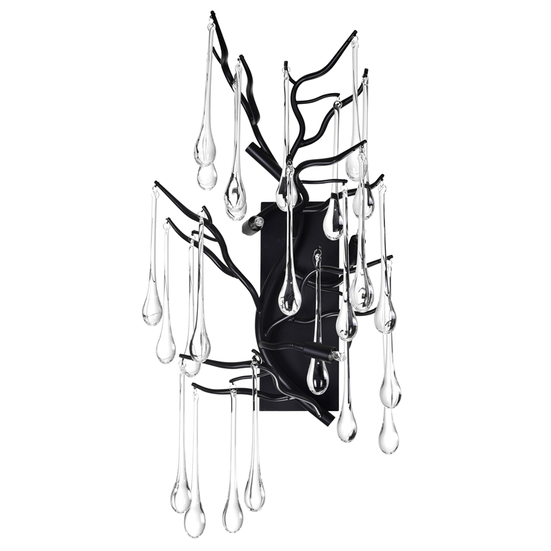 CWI Lighting Anita 3 Light Glass Indoor Wall Sconce in Black