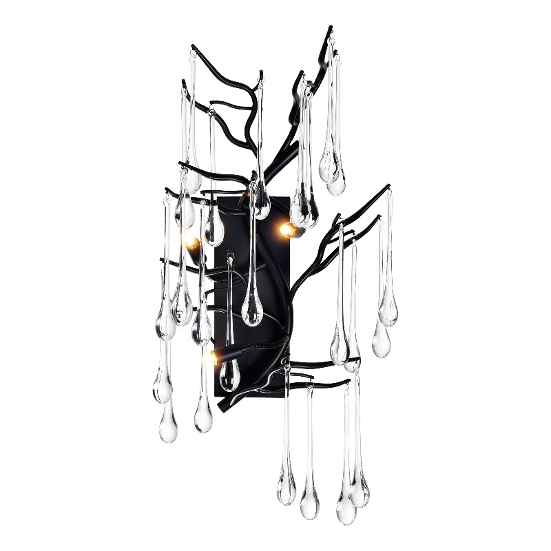 CWI Lighting Anita 3 Light Glass Indoor Wall Sconce in Black