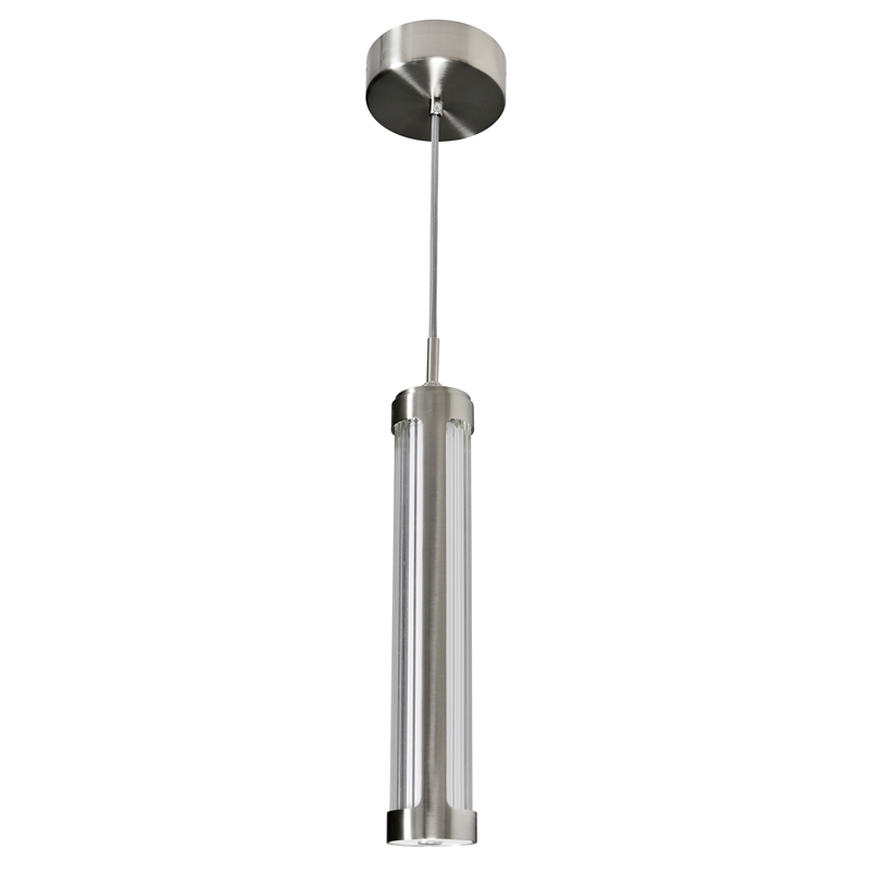 CWI Lighting Neva 1 Light Glass LED Integrated Chandelier in Satin Nickel