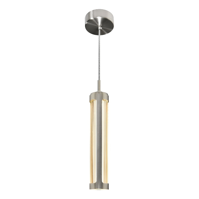 CWI Lighting Neva 1 Light Glass LED Integrated Chandelier in Satin Nickel
