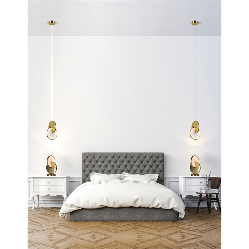CWI Lighting Tranche Metal LED Mini Pendant in Brushed Brass