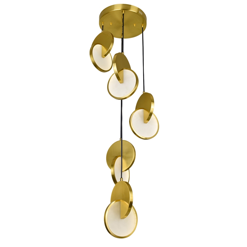 CWI Lighting Tranche Rectangular Canopy Metal LED Pendant in Brushed Brass