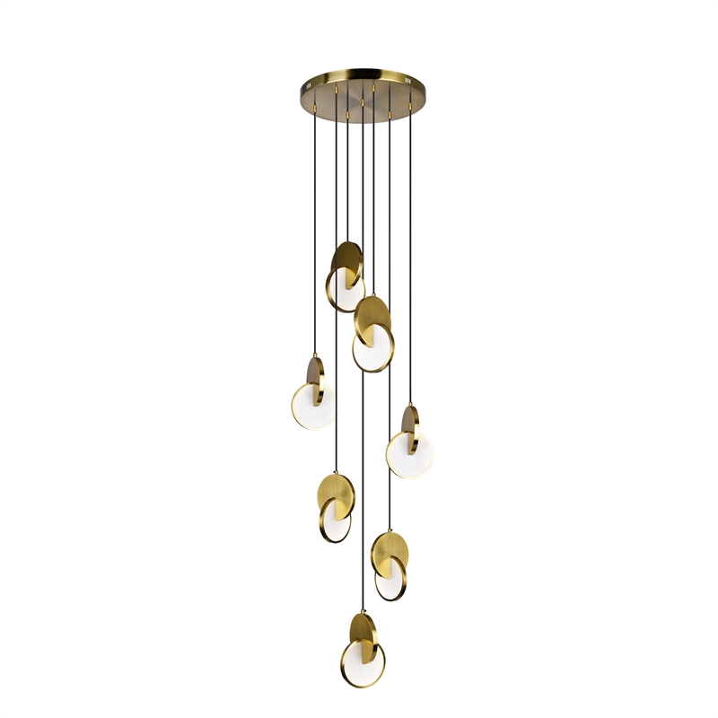 CWI Lighting Tranche Rectangular Canopy Metal LED Pendant in Brushed Brass