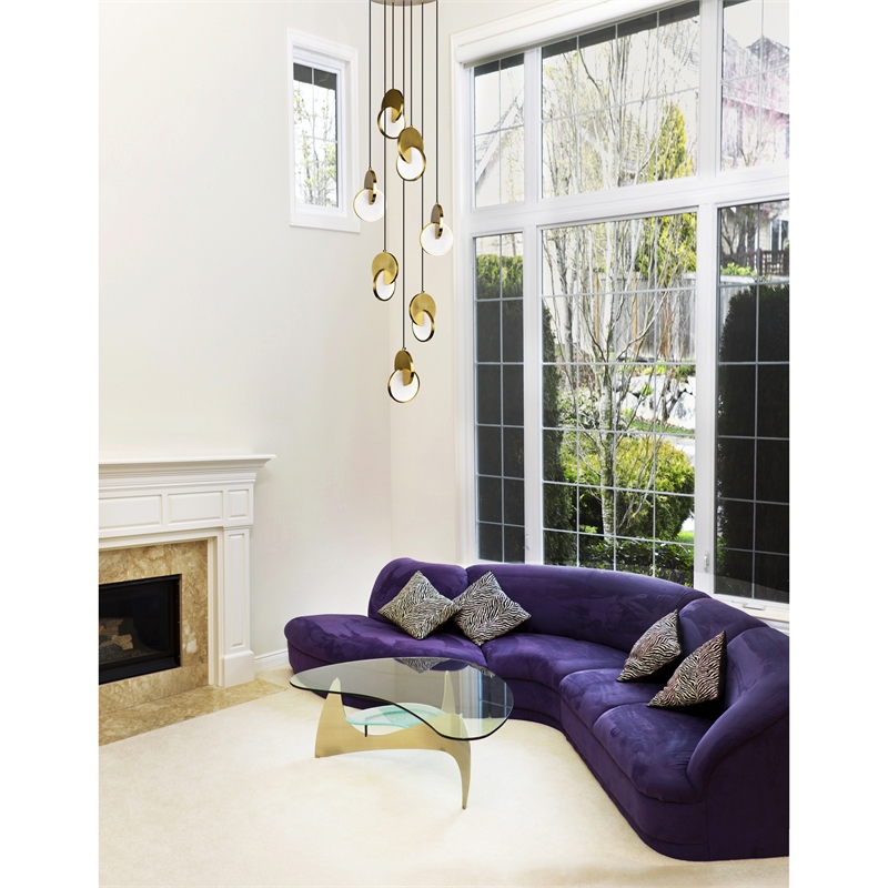 CWI Lighting Tranche Rectangular Canopy Metal LED Pendant in Brushed Brass