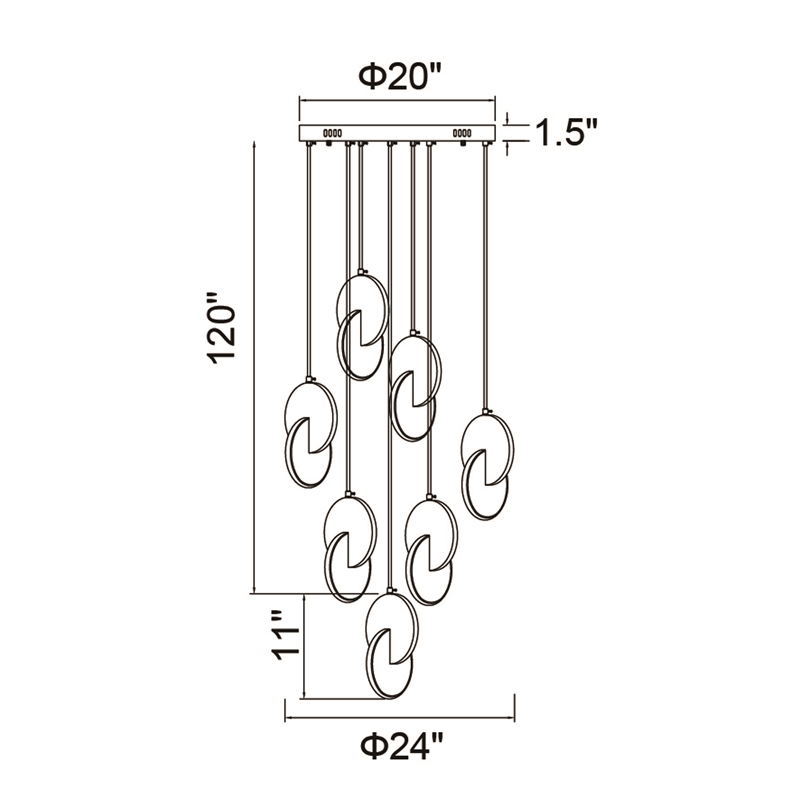 CWI Lighting Tranche Rectangular Canopy Metal LED Pendant in Brushed Brass
