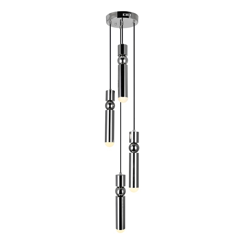CWI Lighting Chime 4 Light Integrated LED Metal Pendant in Polished Nickel