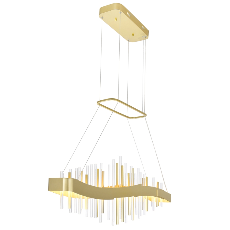 CWI Lighting Millipede Glass LED Chandelier in Clear/Satin Gold