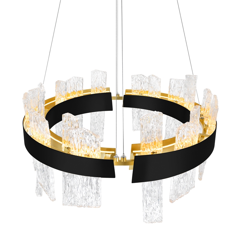 CWI Lighting Guadiana LED Integrated Glass Chandelier in Black
