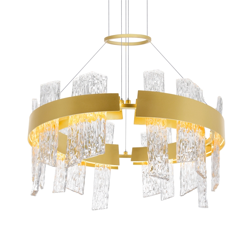 CWI Lighting Guadiana Glass LED Chandelier in Clear/Satin Gold