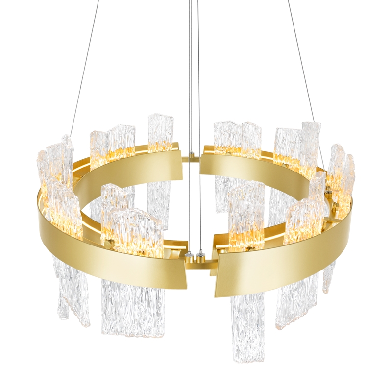 CWI Lighting Guadiana Glass LED Chandelier in Clear/Satin Gold